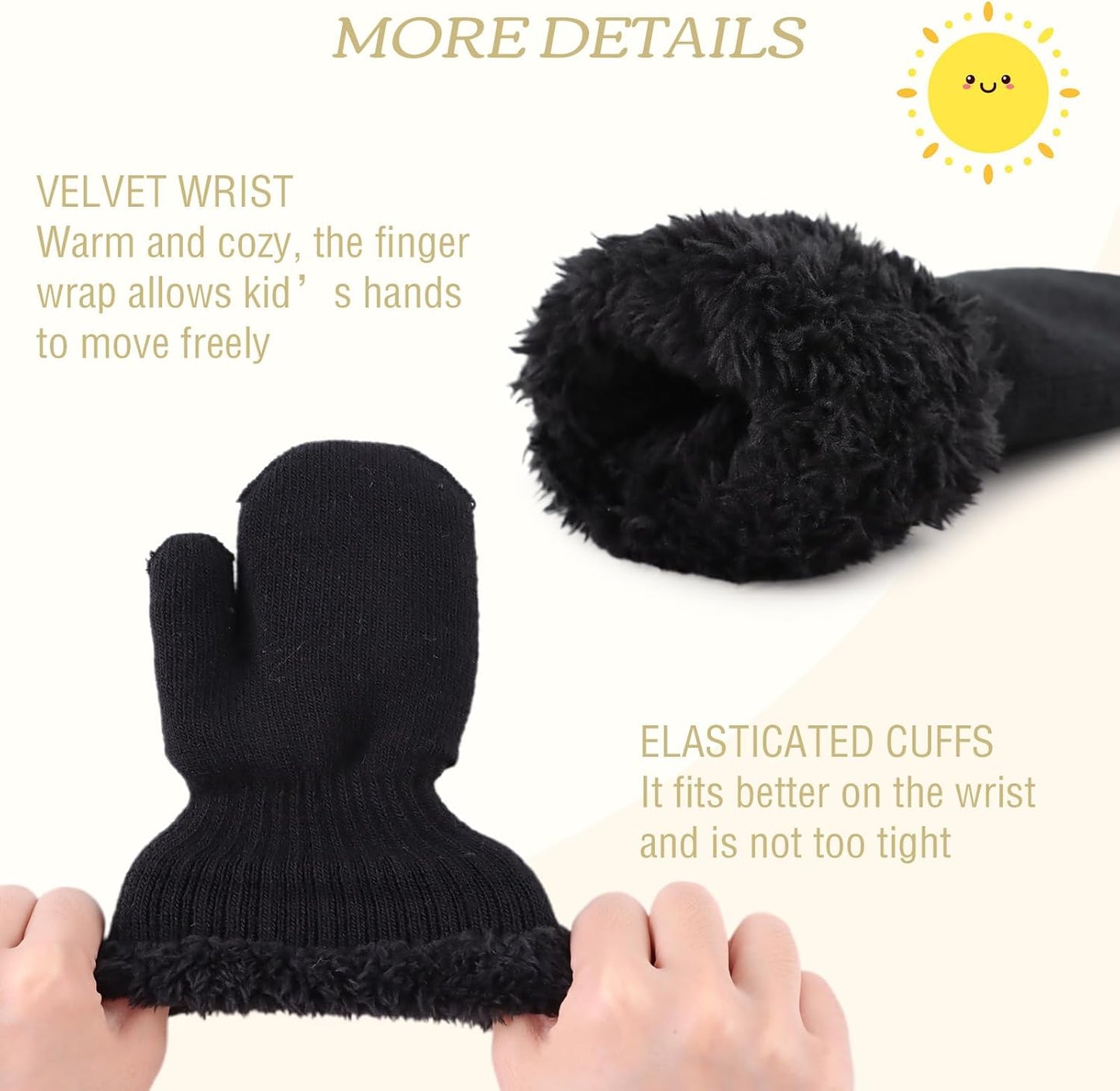 PESAAT Baby Girl Mittens Fleece Toddler Boy Mittens Warm Kids Winter Gloves Unisex Cold Weather