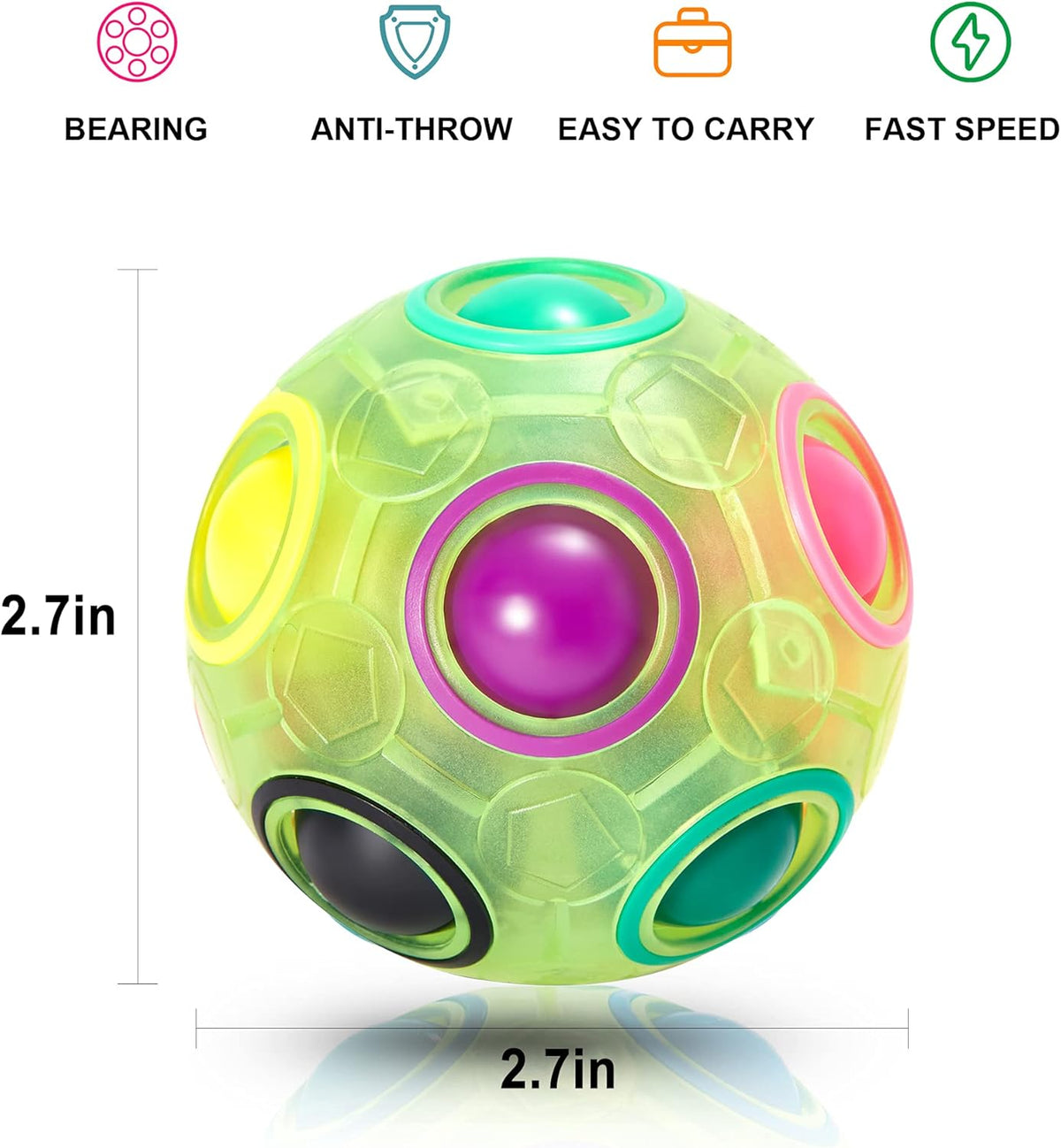 Vdealen Magic Rainbow Puzzle Ball, Fidget Ball Puzzle Brain Teaser Fidget Toy for Boys & Girls