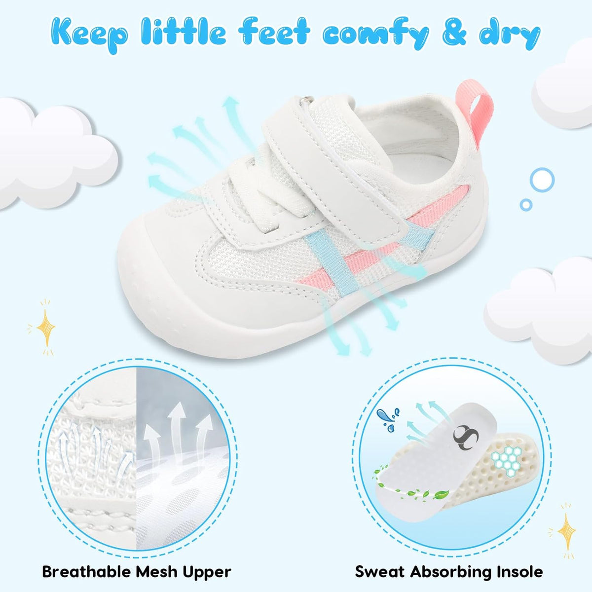 Scurtain Baby Shoes Boy Girl First Walking Shoe Infant Crib Breathable Sneakers Lightweight