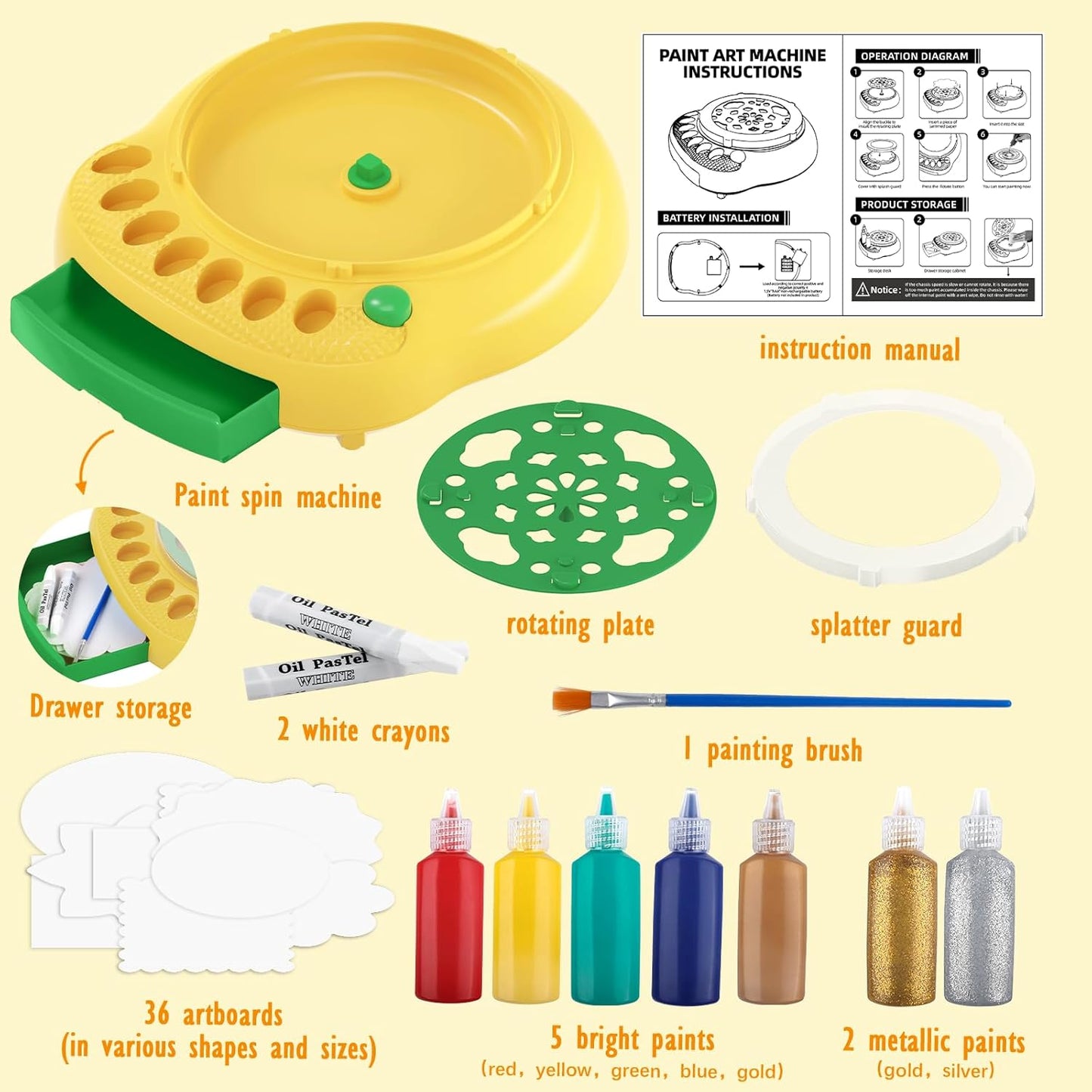Arts and Crafts for Kids Ages 4-8,Paint Spin Art Machine Kit,Art Craft Set for 6-9 Year Old,Cool