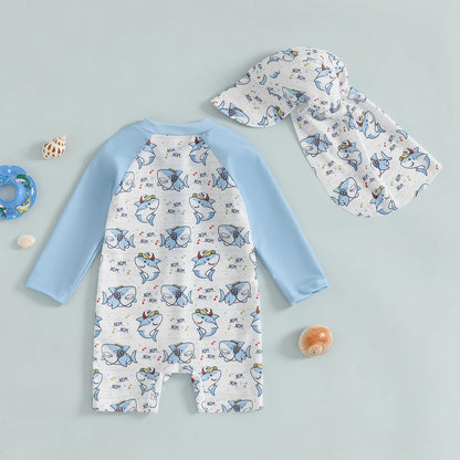 Hnyenmcko Baby/Toddler Boy Rash Guard Swimsuit Long Sleeve One Piece Zipper Swimwear Sunsuit Infant