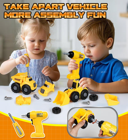 Lehoo Castle Kids Tool Bench with Electric Drill, Realistic Tools, Trucks