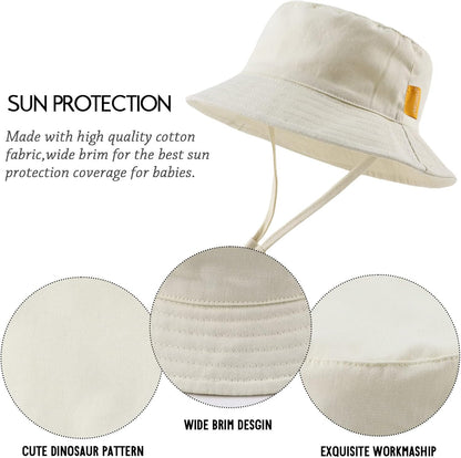 JANGANNSA Cotton Baby Sun Hat Infant Toddler Boys Girls Bucket Hats Summer Sun Protection Kids