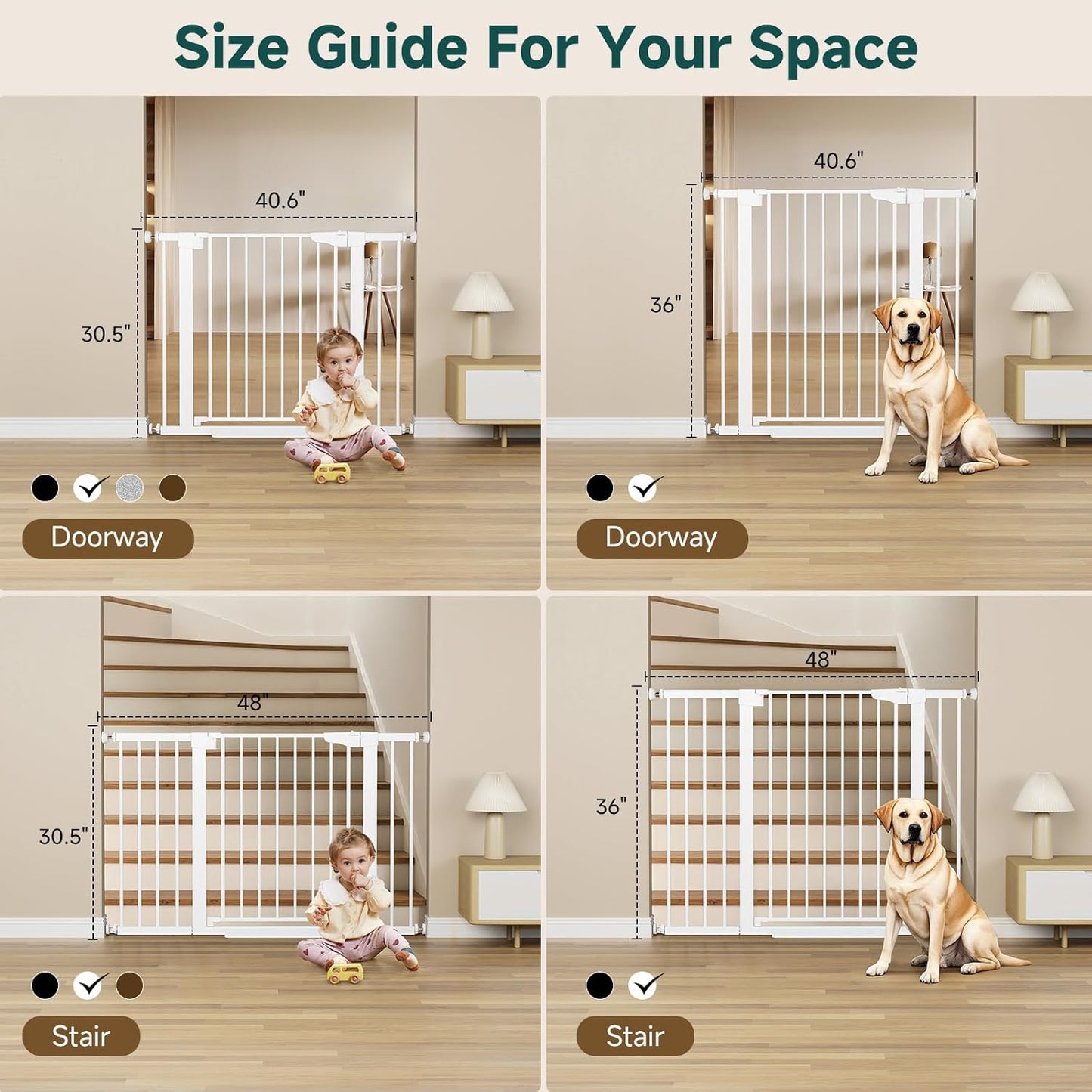 Cumbor 29.7-48" Baby Gate for Stairs, Mom's Choice Awards Winner-Dog Gates for Doorways, Auto Close