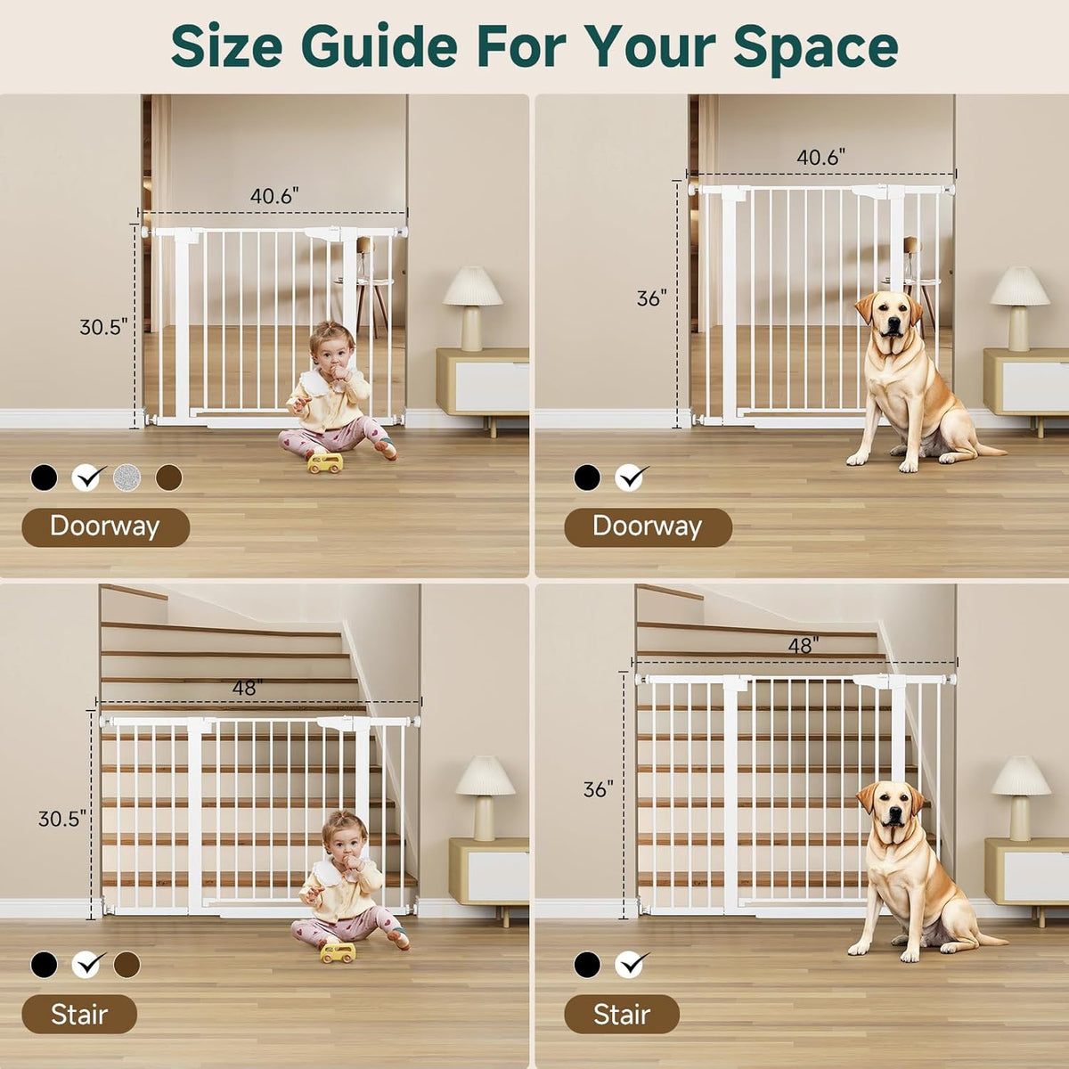Cumbor 29.7-48" Baby Gate for Stairs, Mom's Choice Awards Winner-Dog Gates for Doorways, Auto Close