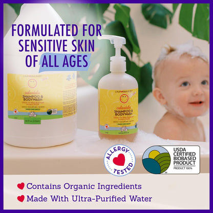 California Baby Calendula Shampoo and Body Wash | 100% Plant-Based (USDA Certified) | Allergy