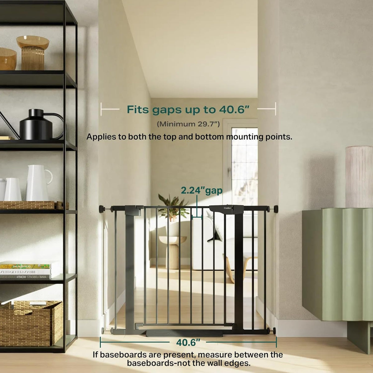 Cumbor 29.7-40.6" Baby Gate for Stairs, Baby Essential Safety Gate, Mom's Choice Awards Winner-Dog
