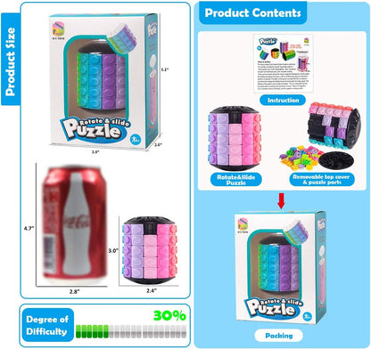 R.Y.TOYS Rotate and Slide Puzzle-Design Patent,Fidget Toys(Restore/Create)-12 Colors,5 Layers-Open