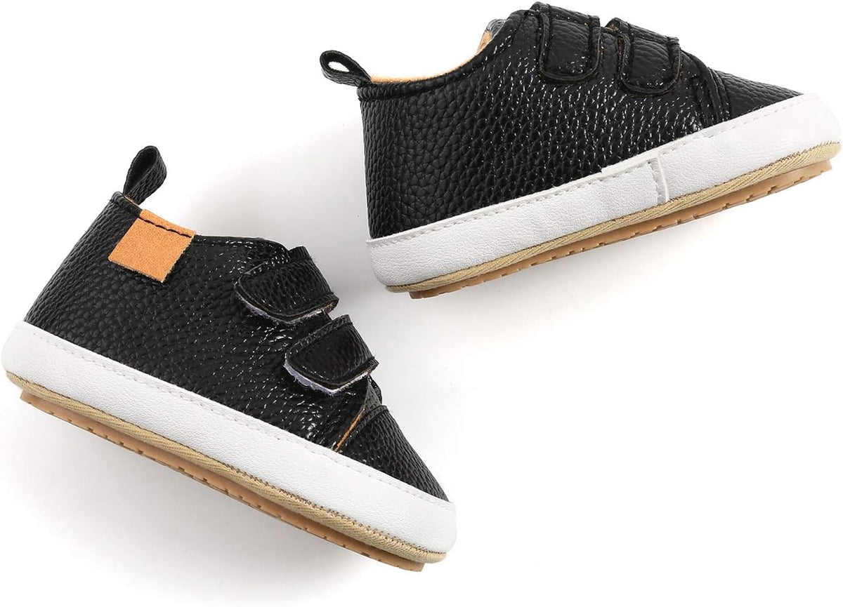SOFMUO Baby Boys Girls High Top Ankle PU Leather Sneakers Soft Rubber Sole Infant Moccasins Newborn