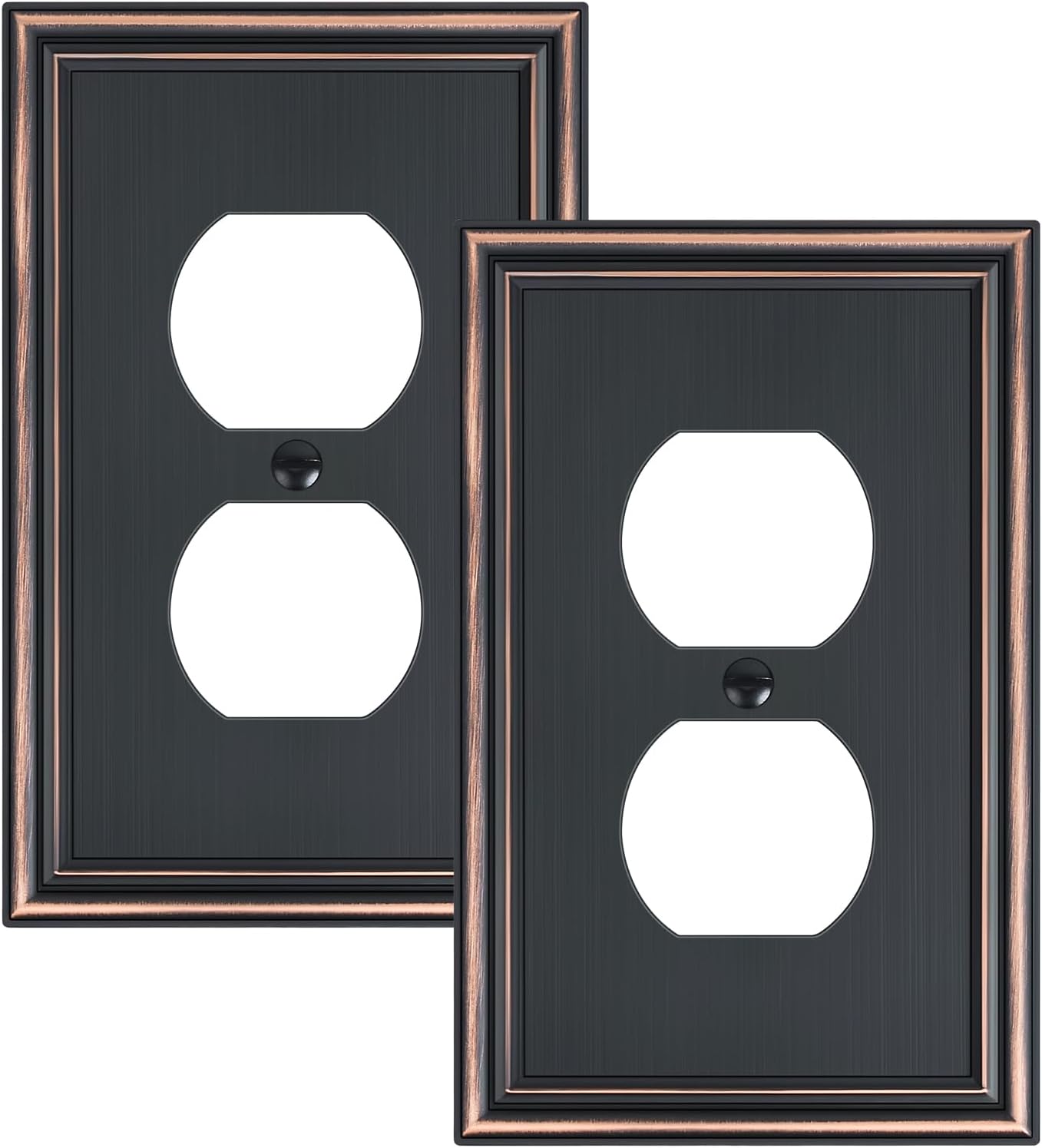 2-Pack Single Duplex Outlet Cover Plate, Decorative Aged Bronze Switch Plates and Outlet Covers