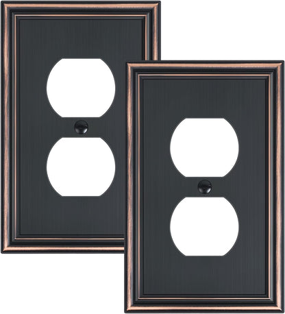 2-Pack Single Duplex Outlet Cover Plate, Decorative Aged Bronze Switch Plates and Outlet Covers