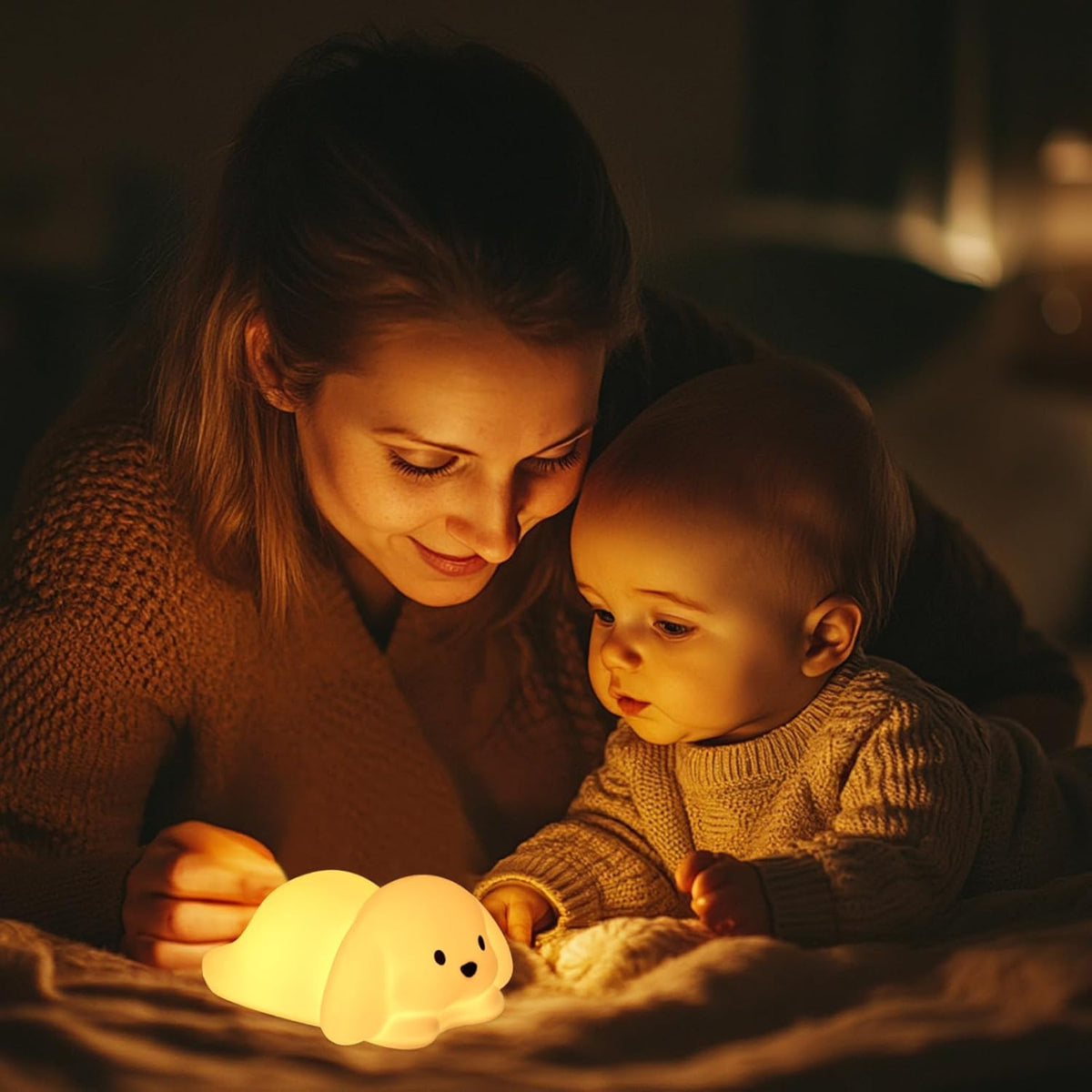 LOVERUIS Night Lights Squishy Light Dogs Colorful Night Light for Kids 1/3 Hours Timer Dimmable