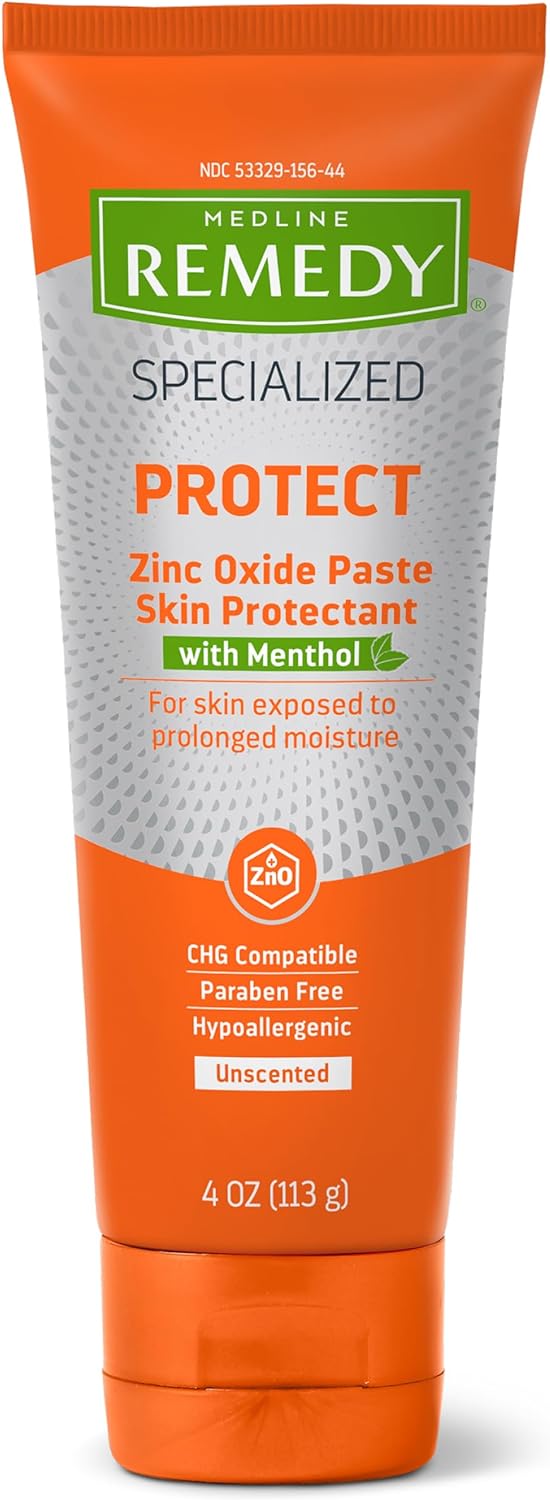 Medline Remedy Specialized Zinc Oxide Paste with Menthol (4 oz Tube), Unscented, Calamine