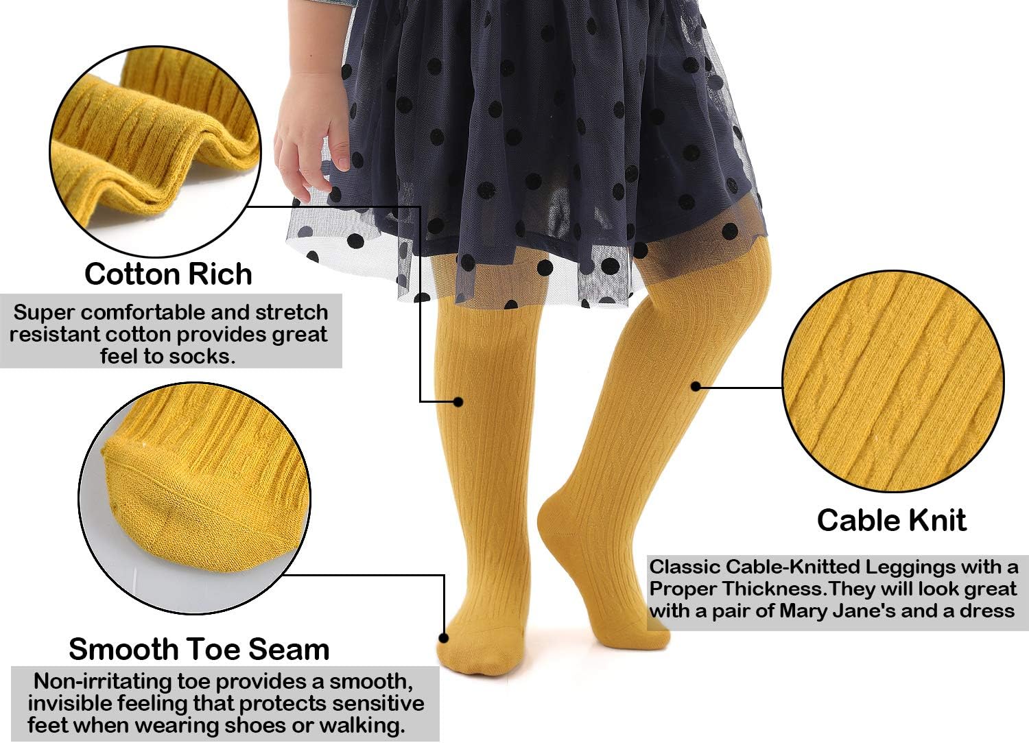 EPEIUS Baby Girl Tights Thick Cable Knit Leggings Stockings Cotton Pantyhose for Newborn Infant