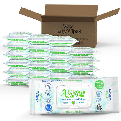 Baby Wipes, Bulk Unscented Wipes for Sensitive Skin, Large Soft Durable & 99% Water, Gentle &