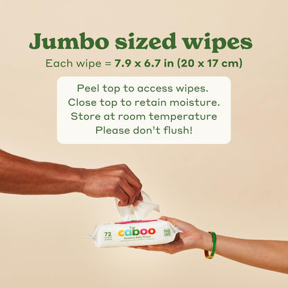 Caboo Baby Wipes, Made with Bamboo Viscose, Certified Made Safe Ingredients, Unscented Baby Wipes