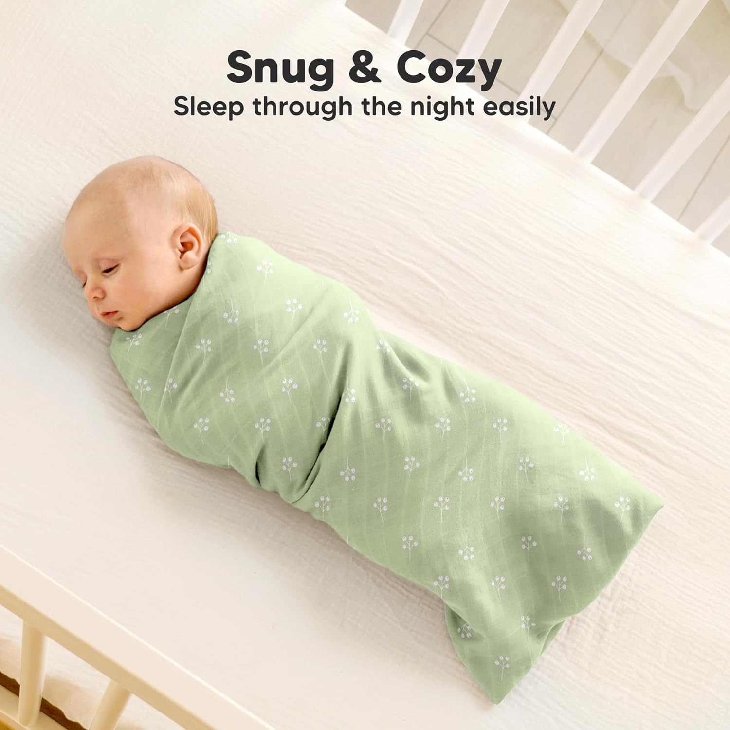 4-Pack Muslin Swaddle Blankets for Boys, Girls - Organic Baby Swaddles for Newborns, Soft &