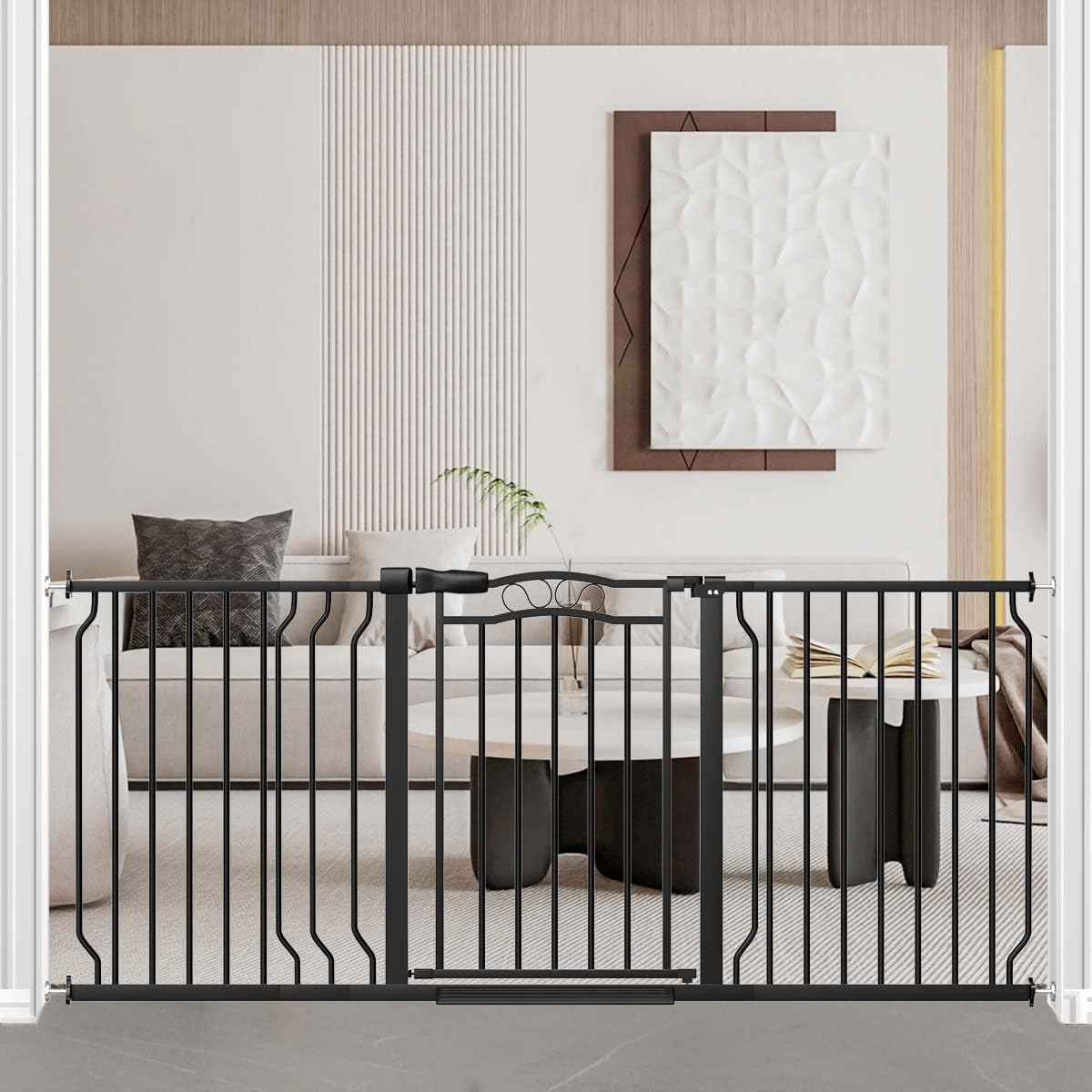 Fairy Baby 62.5"-71.6" Extra Wide Long Pet Dog Gate for The House, Baby Safety Child Gate for