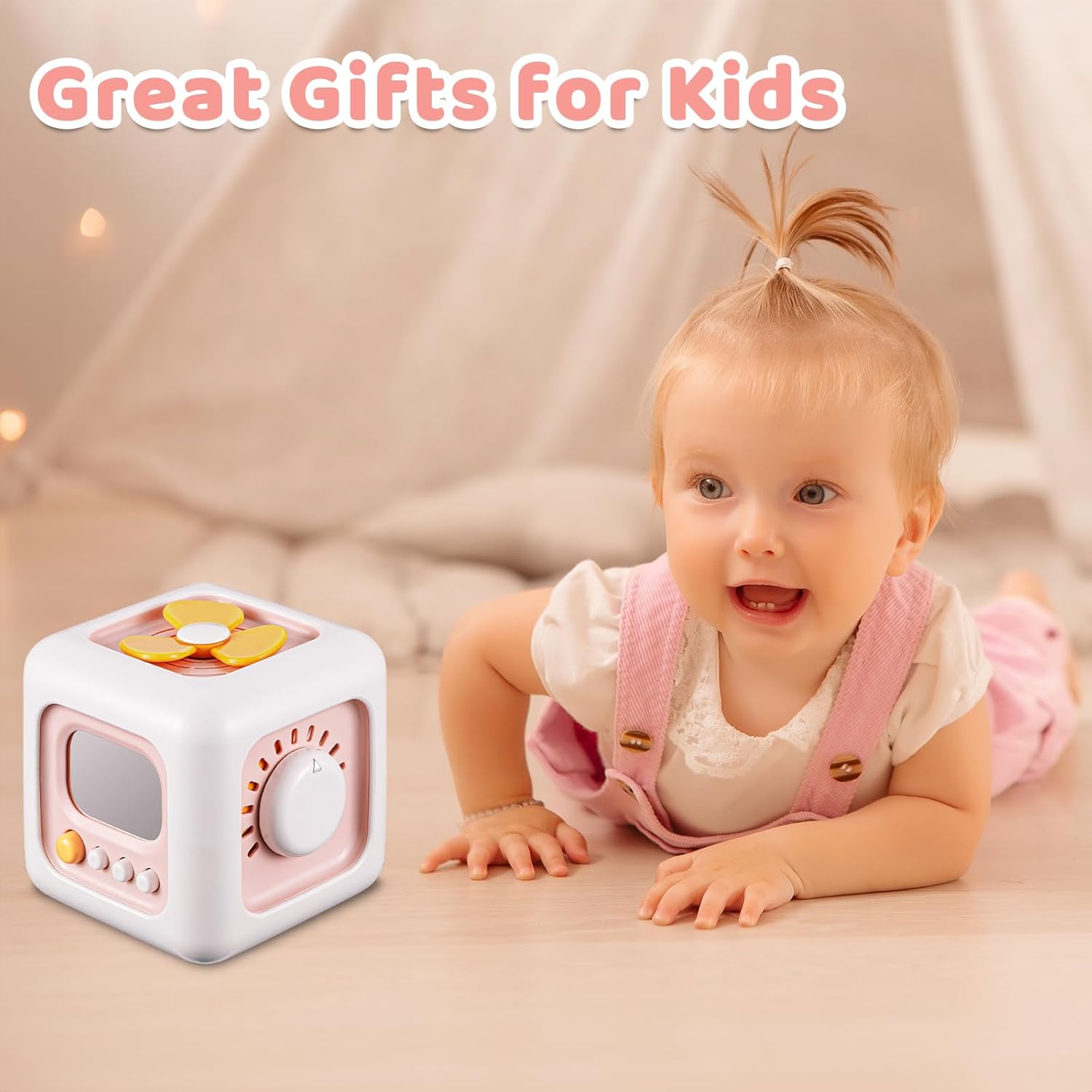 Busy Cube Toys for 1 Year Old Girl Gifts, Montessori for Baby Girl, Travel Sensory Toys for