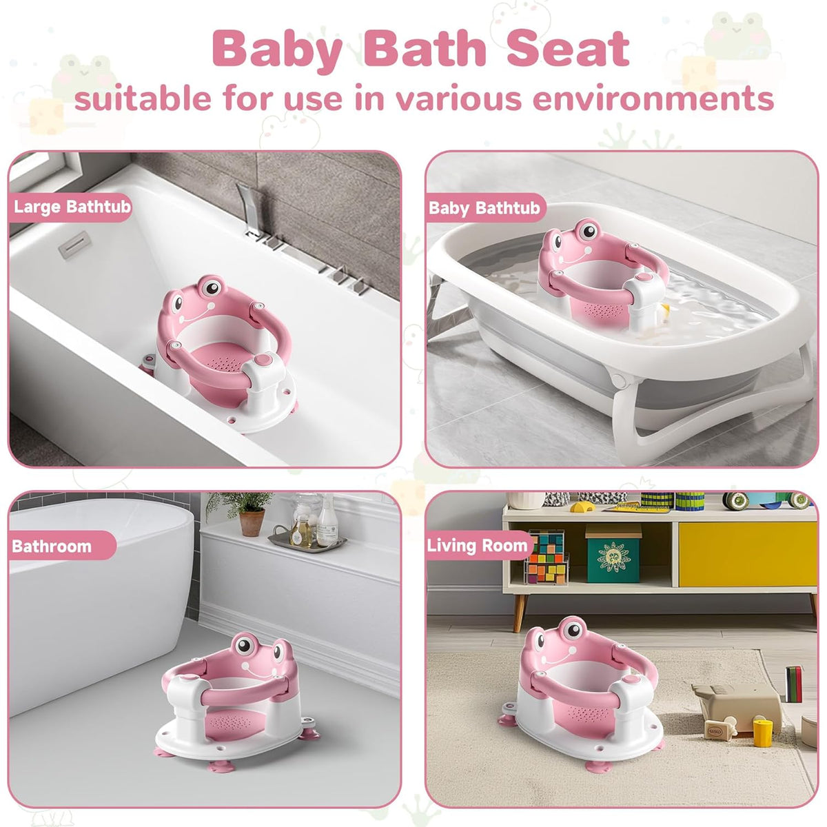 Baby Bath Seat for Babies 6 Months & up Non-Slip Toddler Bath Seats for Sitting Up Infant Bathtub
