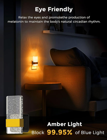 L LOHAS LED Night Light [2 Pack], Amber Night Lights Plug Into Wall, Dusk to Dawn Sensor, 0-100LM