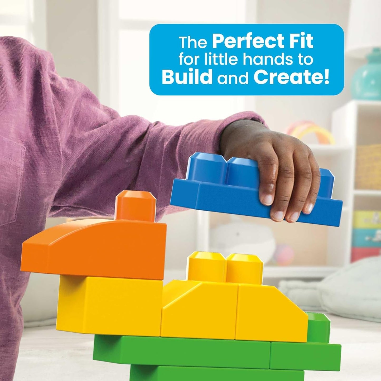 MEGA BLOKS First Builders Toddler Blocks Toys Set, Deluxe Building Bag with 150 Pieces and Storage
