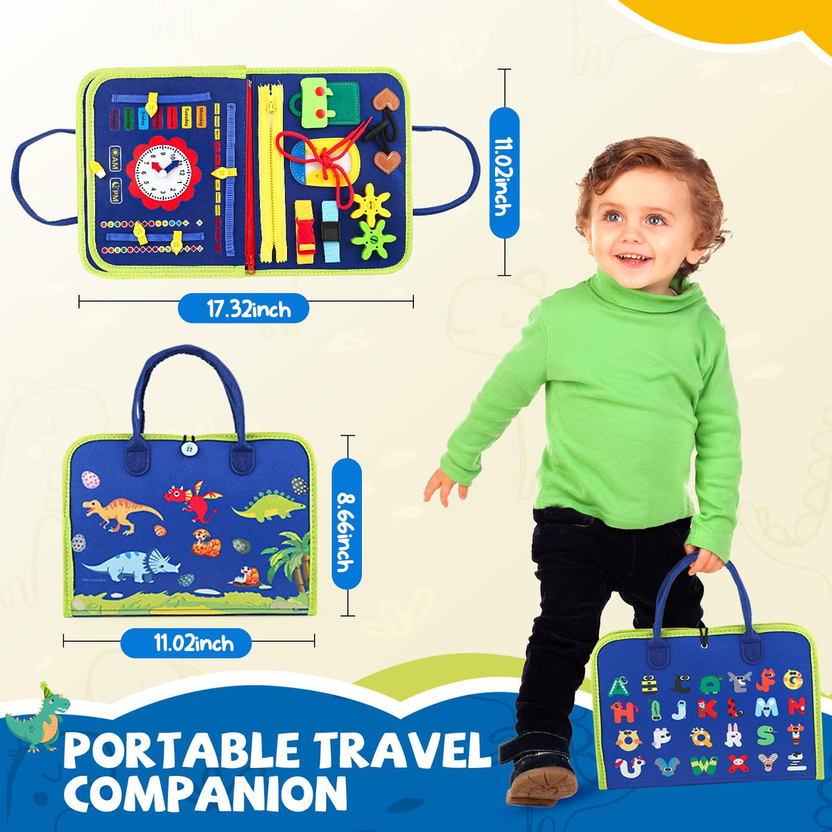 EPIMA Toddler Busy Board, Montessori Sensory Toys for Boys, 3-8 Year Old Girl Toddler Travel Toys