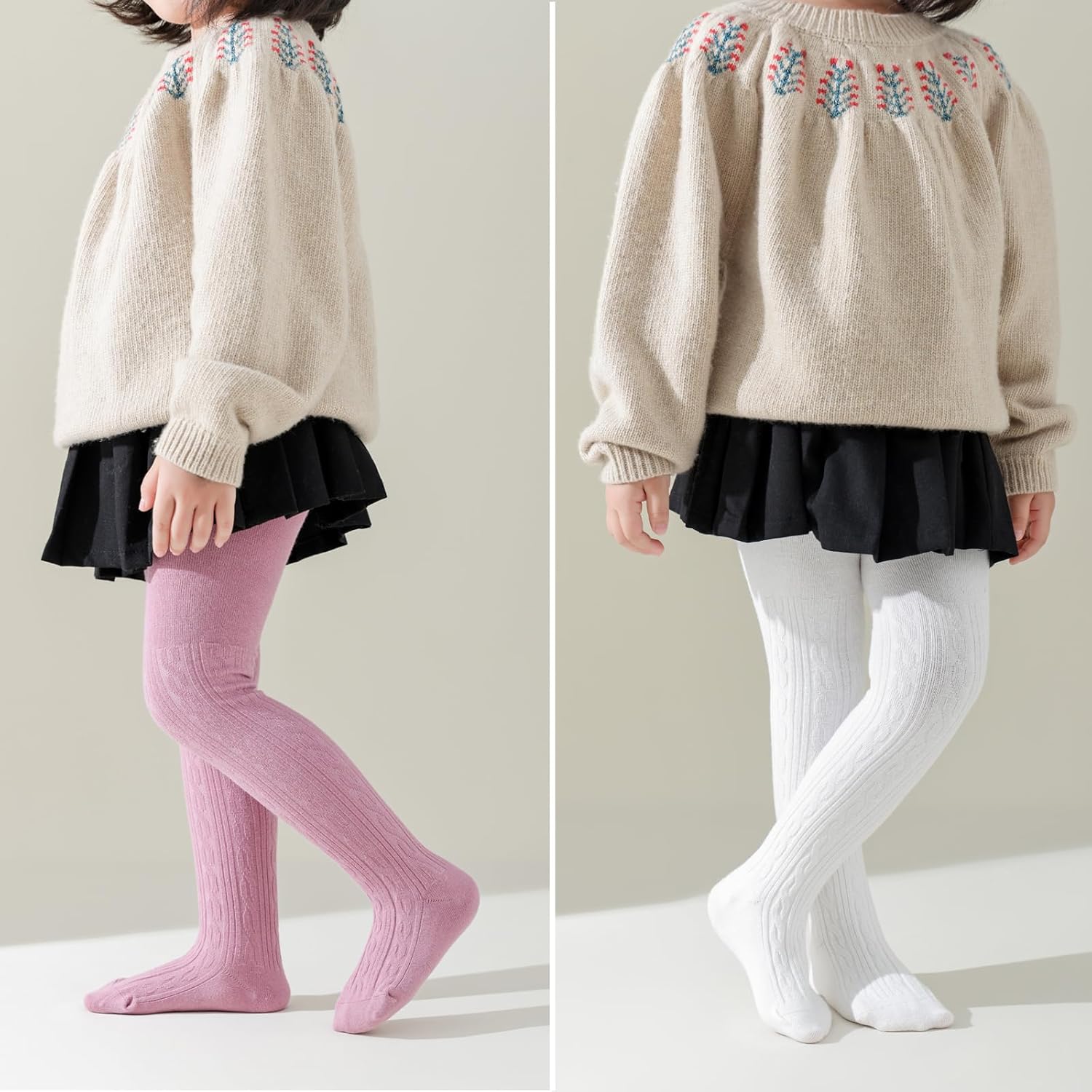 EPEIUS Baby Girl Tights Thick Cable Knit Leggings Stockings Cotton Pantyhose for Newborn Infant