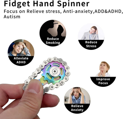 Chain Gear Fidget Spinner, Metal Sprocket Chain Fidget Toy, Stress Anxiety Relief Fidget Toy, Bike