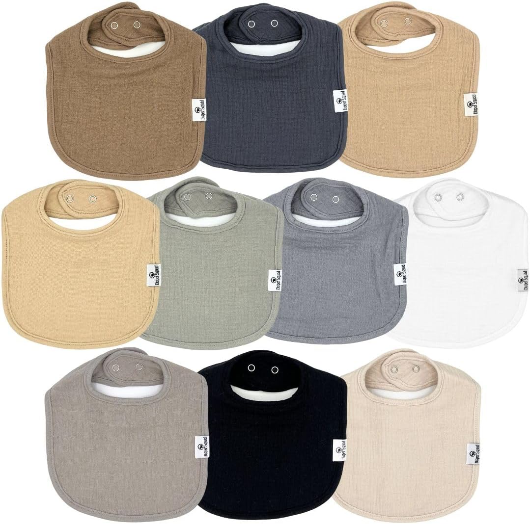 DiaperSquad's Baby Bibs for Drooling and Teething, Bibs for Boys, Baby Girl - Solid Cotton Baby