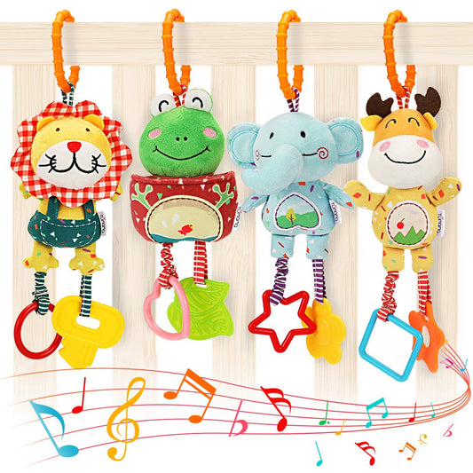 TUMAMA Baby Toys for 0, 3, 6, 9, 12 Months, Handbells Baby Rattles, Soft Plush Early Development