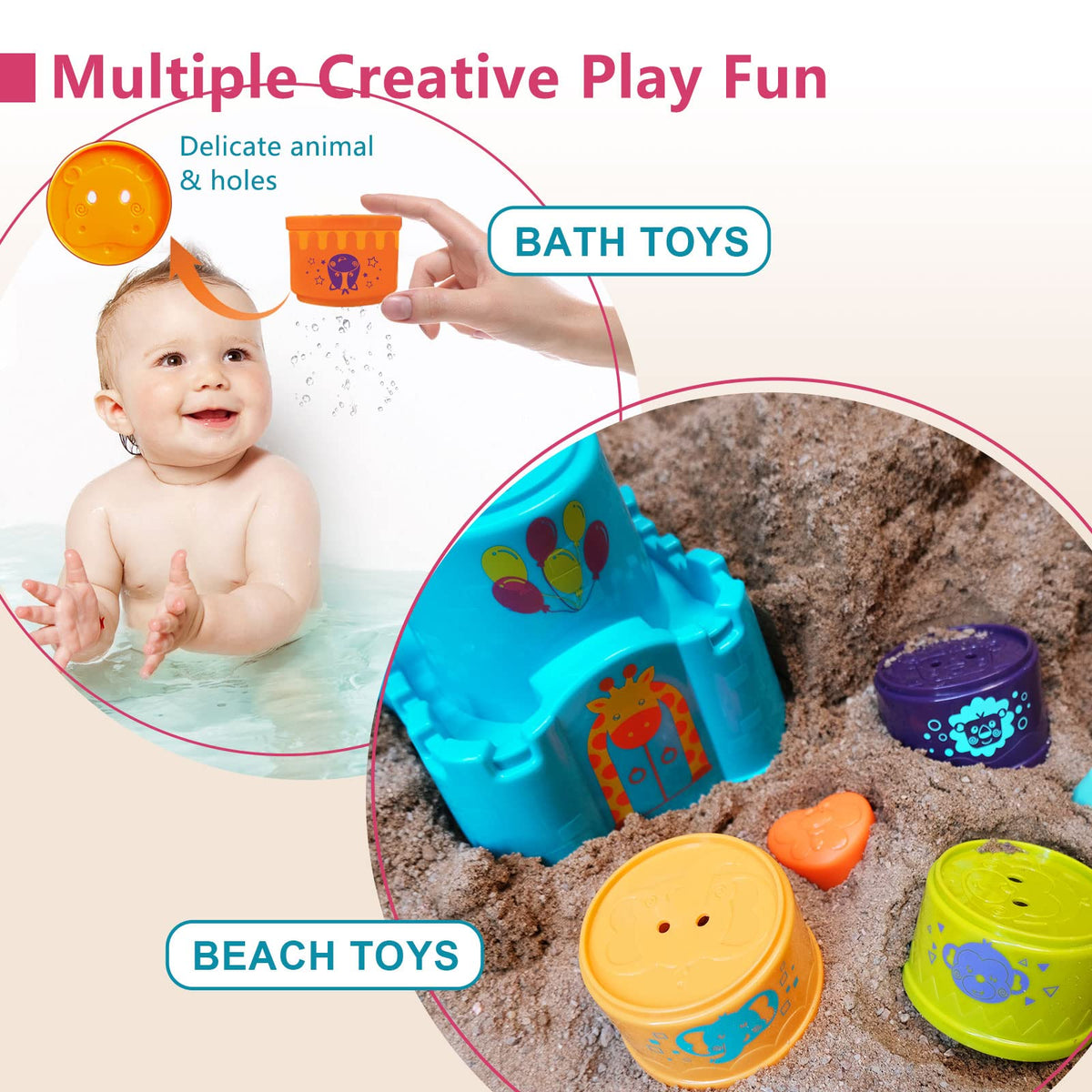 LTKFFFdp Baby Stacking Toys for Toddlers 1-3, Nesting Cups Shape Sorter for Infant 6 to 12-18
