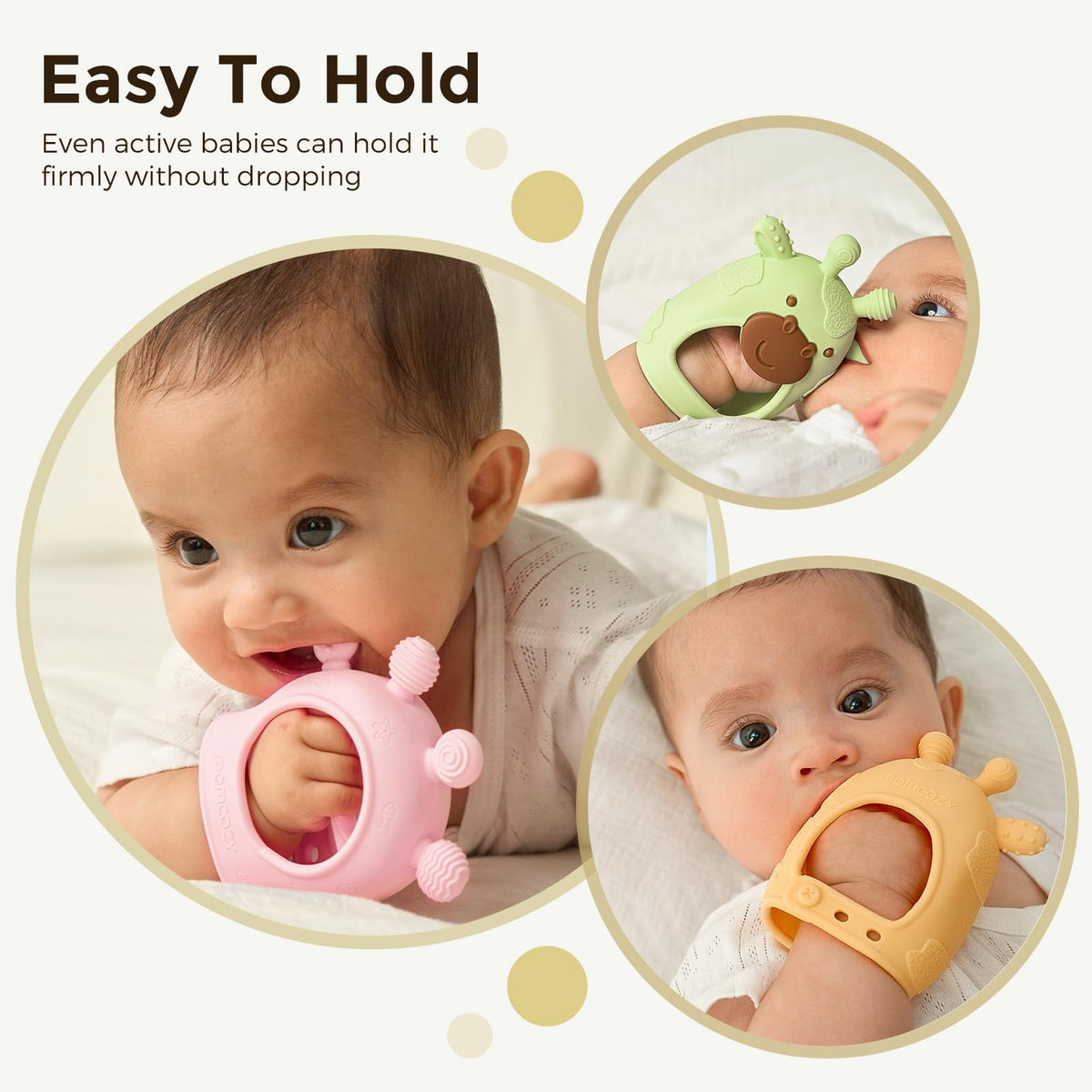 Momcozy Baby Teether Toys | Food Grade Silicone Teether Baby Toys | Yellow