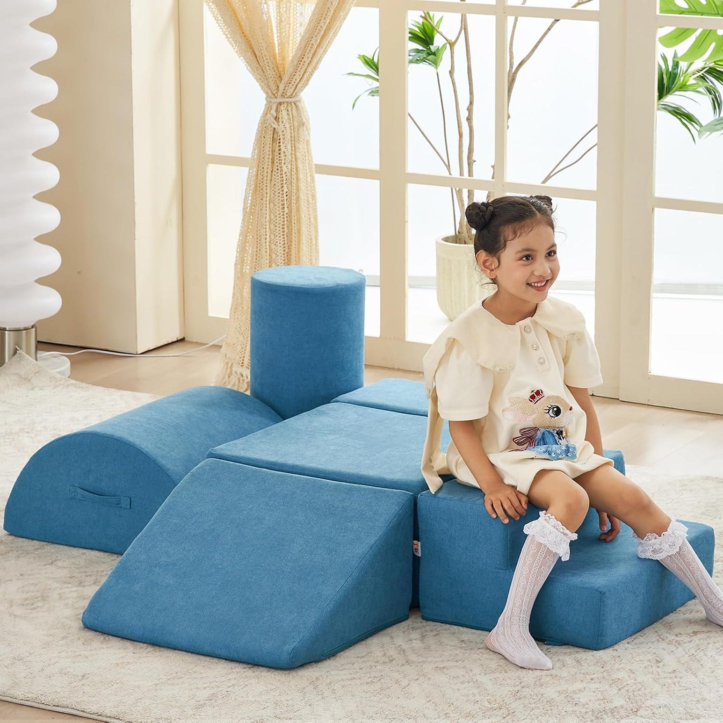 Jela Foam Blocks - Soft Play Equipment with 6 Luxury Miss Fabric Climbing Blocks for Toddlers