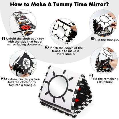 URMYWO Black and White Baby Toys, Tummy Time High Contrast Newborn Toys 0-3 Months, Soft Baby Book
