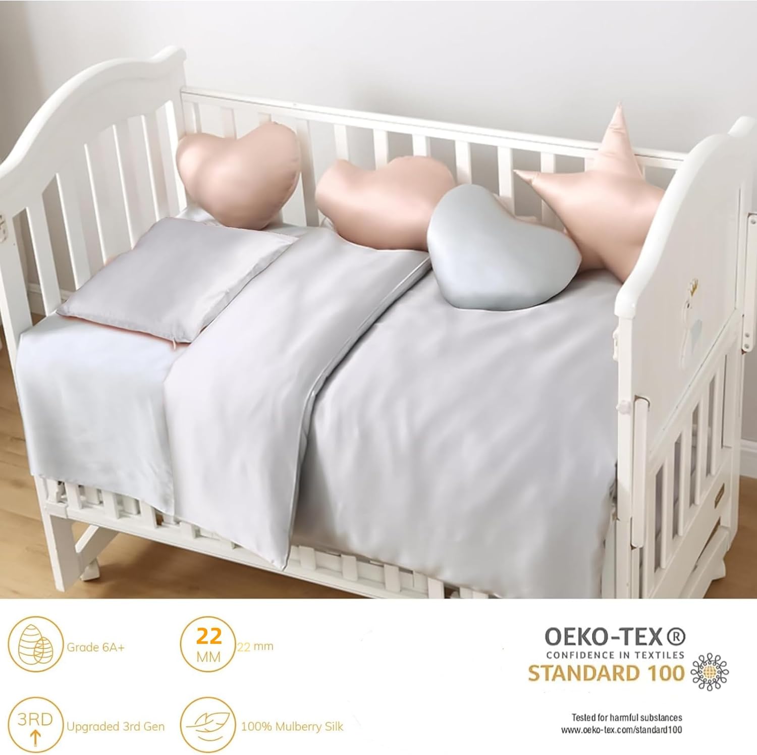 Organic Silk Baby Pillowcase with Zipper, Small 10"x13" Pillow Cover for Boys & Girls, Ideal for