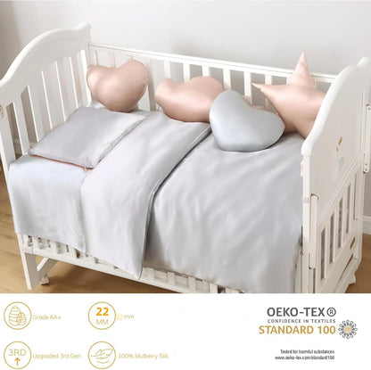 Organic Silk Baby Pillowcase with Zipper, Small 10"x13" Pillow Cover for Boys & Girls, Ideal for