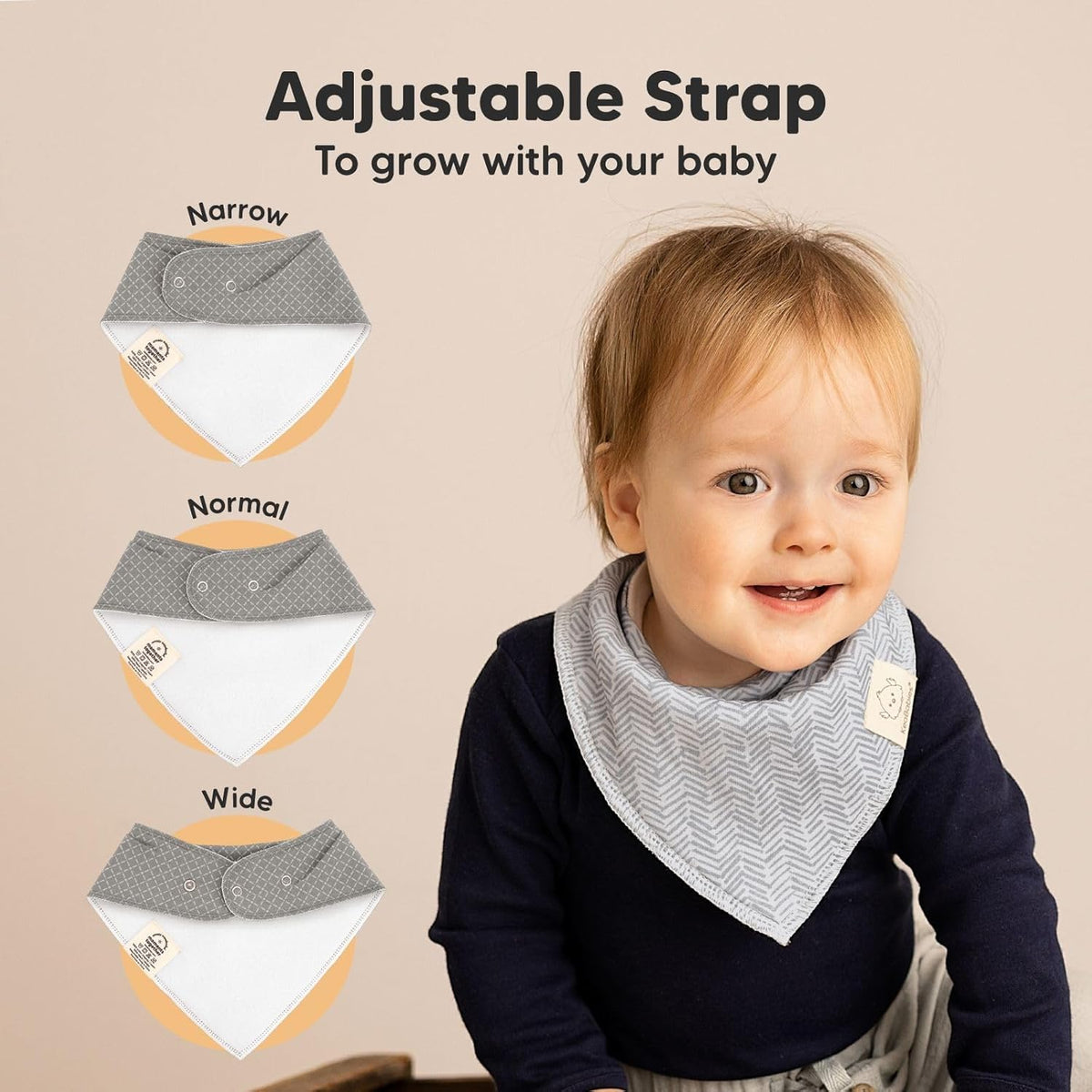 8-Pack Organic Baby Bandana Bibs for Boys, Girls - Super Absorbent Triangle Baby Bibs for Drooling