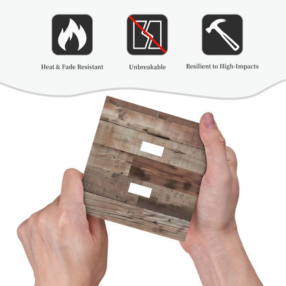 Decorative Switch Covers Plate Retro Wood Plank Vintaga Wooden Board 2 Gang Wall Plate Unique