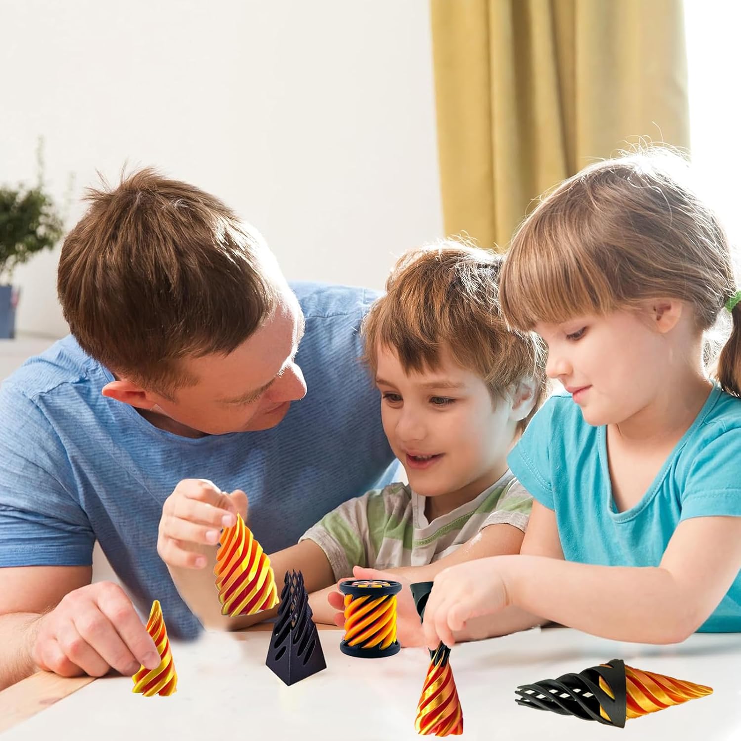 3 Packs Impossible Cone,Spiral Cone Fidget Toy Impossible Pyramid Passthrough Toy,3D Printed Spiral