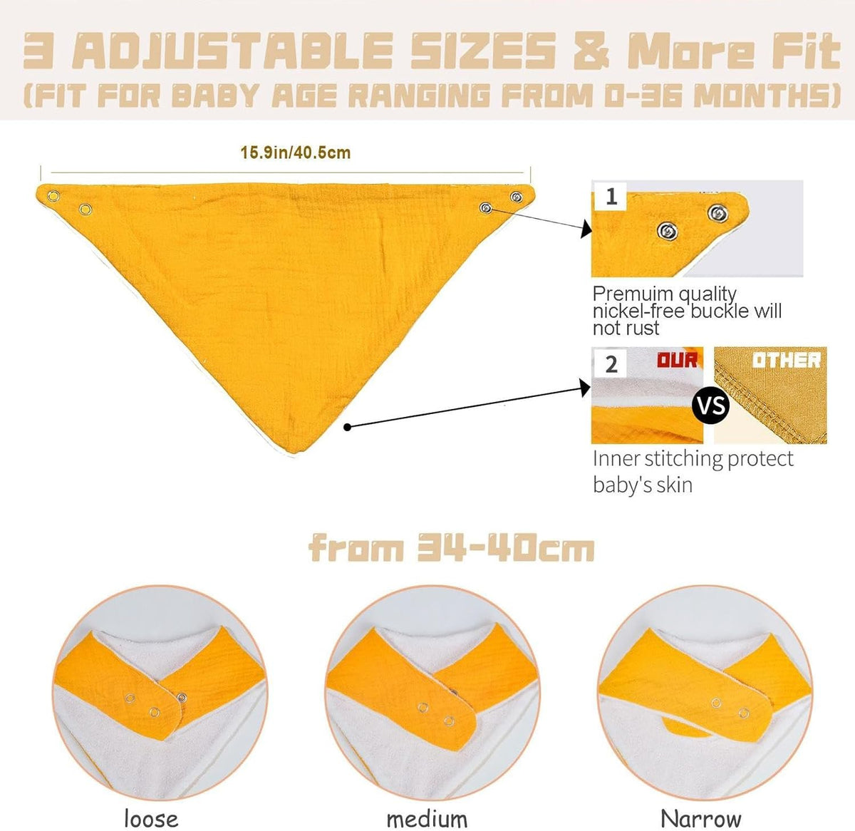 Muslin Baby Bibs,Soft Triangular Baby Bandana Drool Bibs for Baby Boy Girl,Solid Colors Bib for