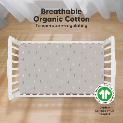 KeaBabies 2-Pack Organic Crib Sheets for Boys, Girls - 52x28 Fitted Crib Mattress Sheet Neutral