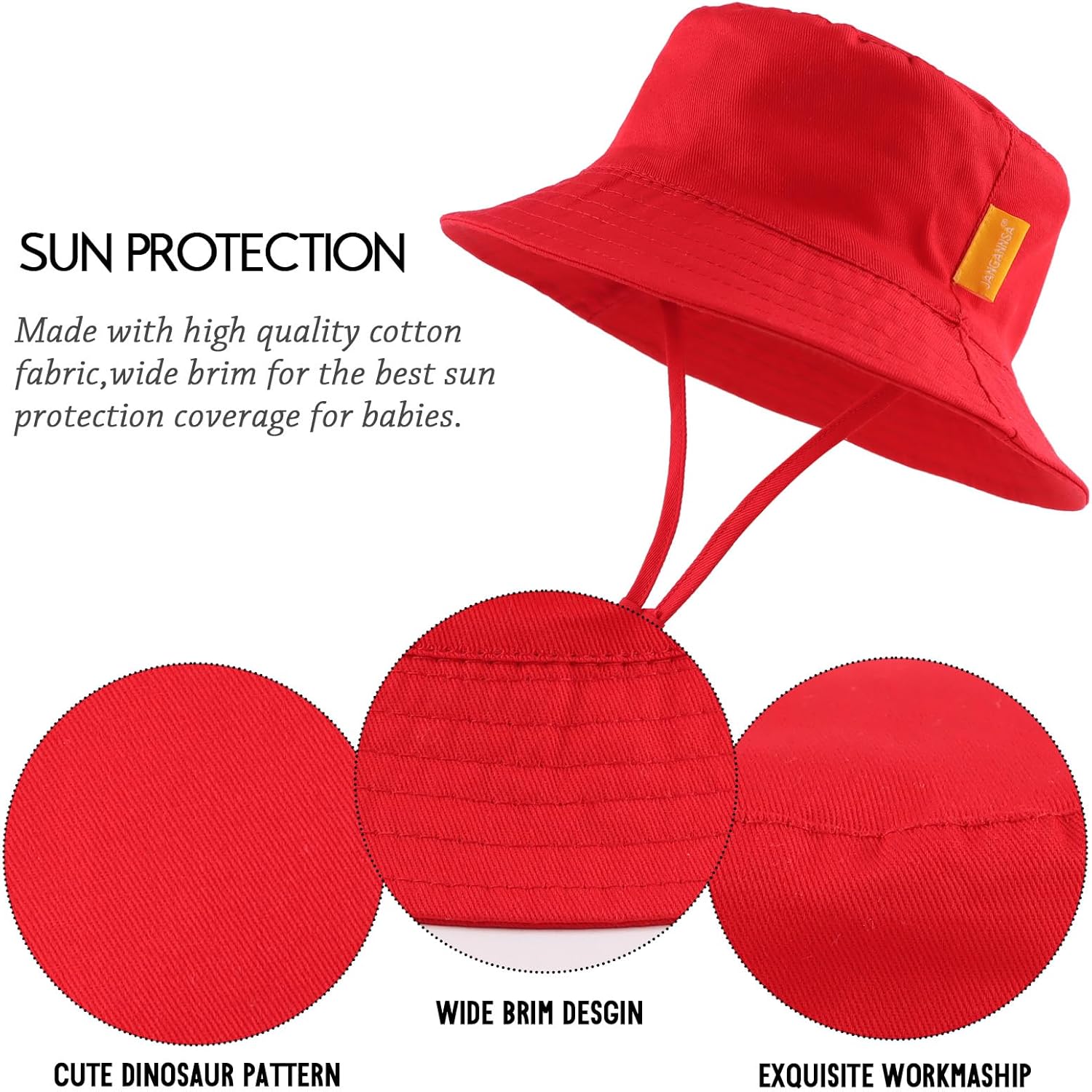 JANGANNSA Cotton Baby Sun Hat Infant Toddler Boys Girls Bucket Hats Summer Sun Protection Kids