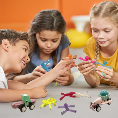 MAGMEN Enhanced Grip Magnetic Fidget Figures for Kids 3-8 & Toddlers | 10-Piece Opaque Colors