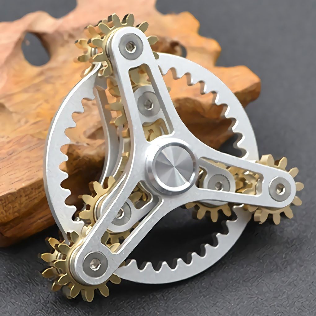 Pure Brass Fidget Spinner Gears Linkage Fidget Toy Metal DIY Hand Spinner Spins Long Time EDC Focus