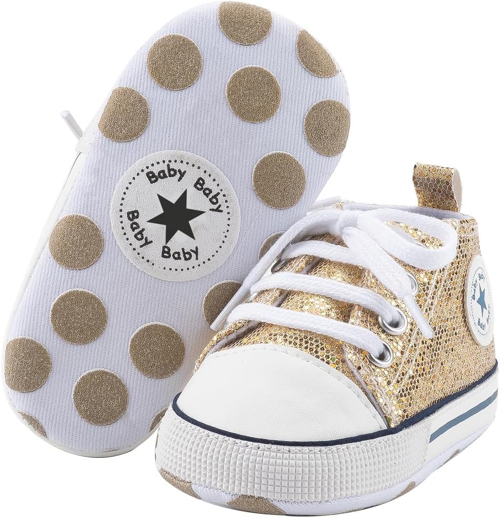 Unisex Baby Girls Boys Canvas High-top Shoes, Newborn Infant Anti-Slip Soft Sole Frist Walking