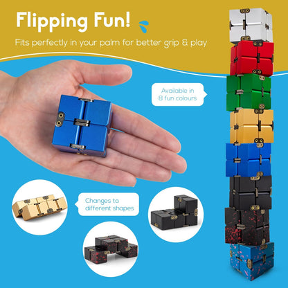 PILPOC theFube Infinity Cube Fidget Desk Toy - Aluminum Infinite Magic Cube with Case, Sturdy