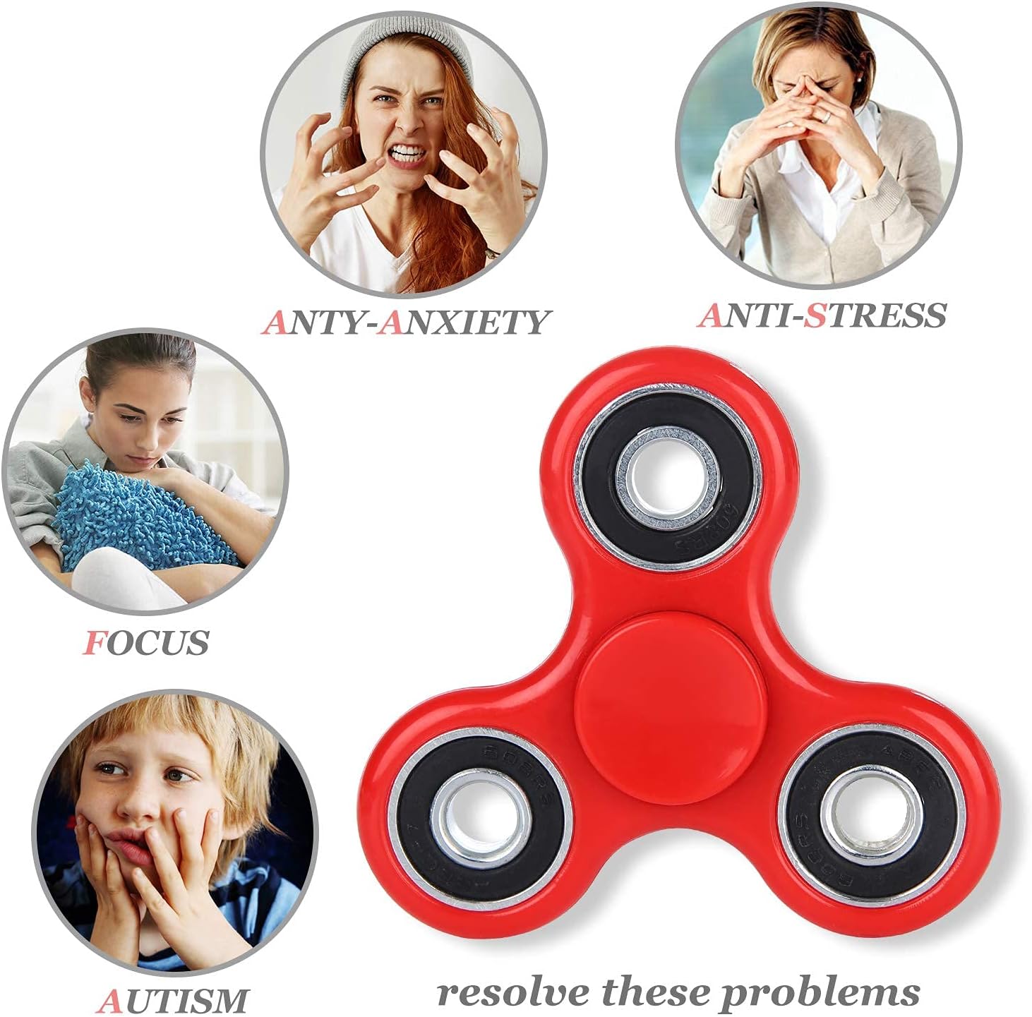 SCIONE Fidget Spinner Bulk 10 Pack Tri-Spinner Office Desk Classroom ADHD Anti Anxiety Focus Finger