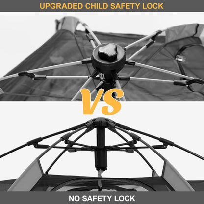 Pop Up Playpen for Babies with Canopy & Safety Lock - Outdoor Baby Playpen with 6 Ground Stakes & 6