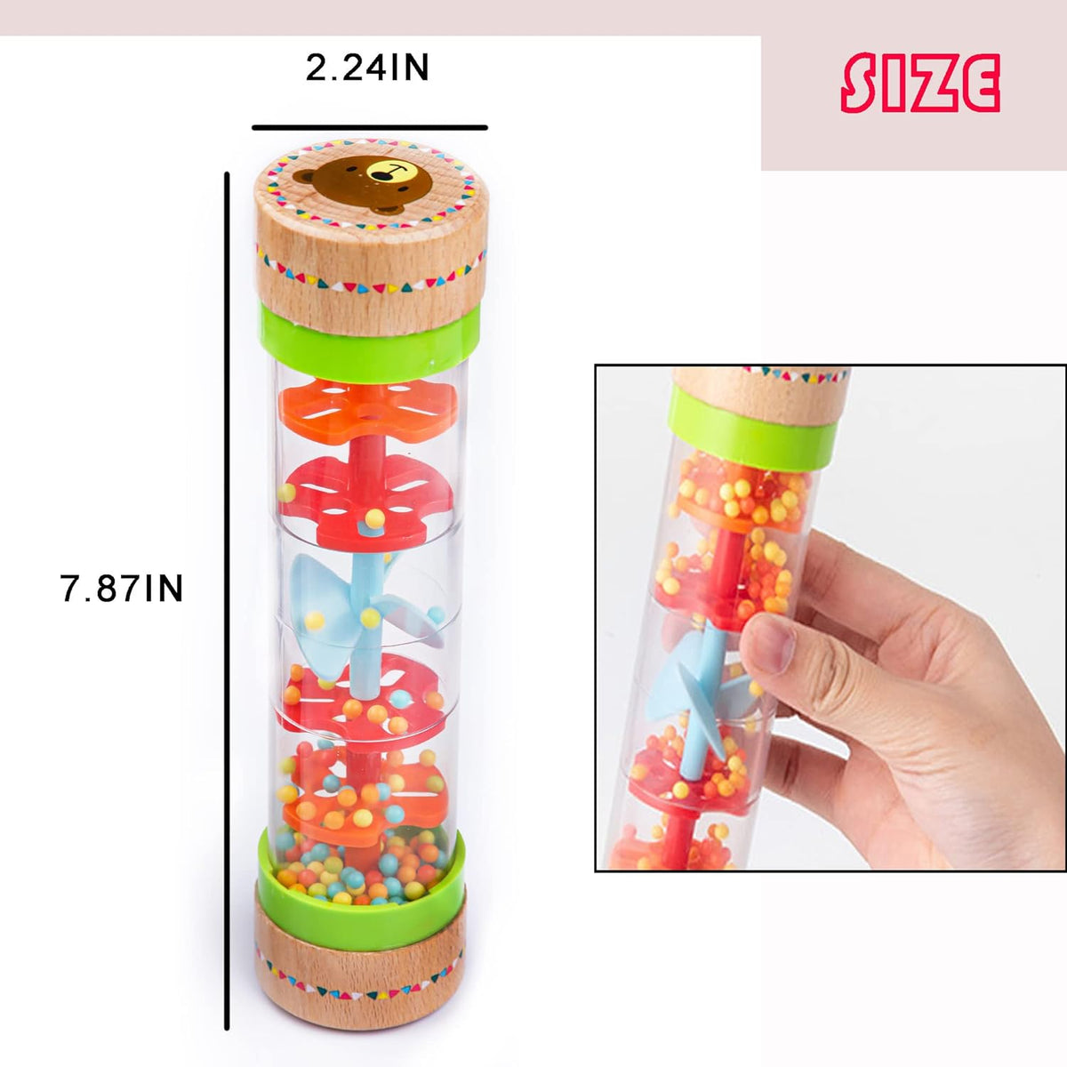 BIUWING Rainmaker Rain Sticks, Mini Wooden Musical Shake, Beaded Raindrops - Turn Over and Watch